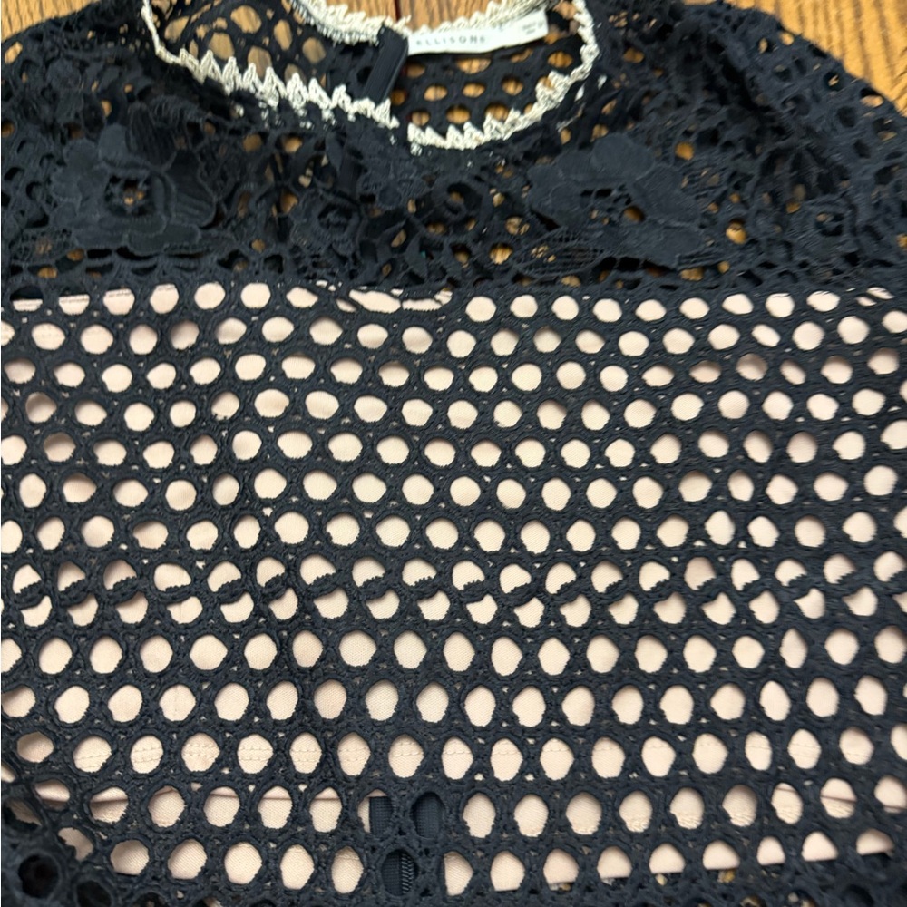 Ellison Black Crochet Top with Cream Accents - Picture 6 of 6